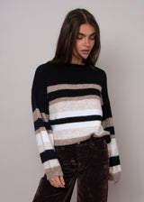Faustina Stripe Pullover | Black & Natural