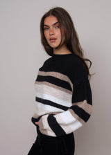Faustina Stripe Pullover | Black & Natural