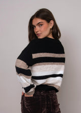 Faustina Stripe Pullover | Black & Natural