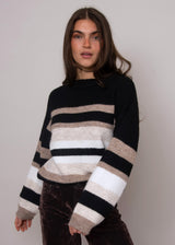 Faustina Stripe Pullover | Black & Natural