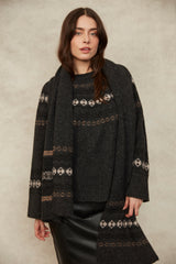 Gala Pullover Sweater w/ Scarf | Grey