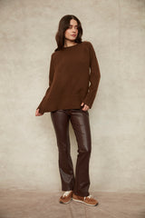 Fabiana Faux Leather Stretch Pants | Brunette
