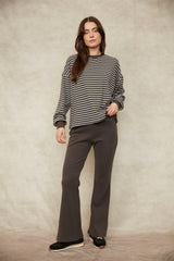 Colbert Striped Cozy Waffle Top | Coal
