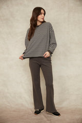 Colbert Striped Cozy Waffle Top | Coal