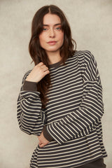 Colbert Striped Cozy Waffle Top | Coal