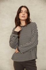 Colbert Striped Cozy Waffle Top | Coal