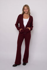 Hesta Cozy Waffle Zip Up | Deep Burgundy
