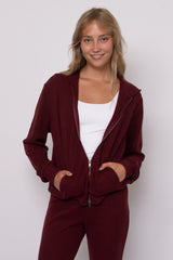 Hesta Cozy Waffle Zip Up | Deep Burgundy