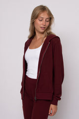 Hesta Cozy Waffle Zip Up | Deep Burgundy