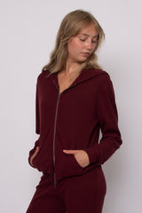 Hesta Cozy Waffle Zip Up | Deep Burgundy