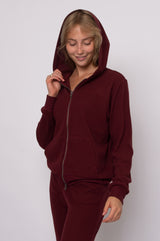 Hesta Cozy Waffle Zip Up | Deep Burgundy