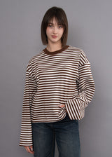 Reggi Striped Long Sleeve | Mahogany & Ecru
