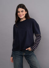 Band Long Sleeve Top | Navy