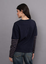 Band Long Sleeve Top | Navy