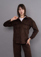 Sadina Faux Suede Shirt | Deep Brown