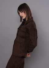 Sadina Faux Suede Shirt | Deep Brown