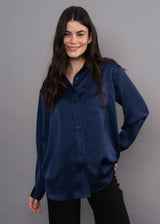 Padme Satin Shirt | Navy