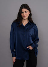 Padme Satin Shirt | Navy