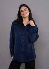 Padme Satin Shirt | Navy