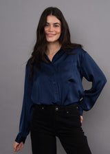 Padme Satin Shirt | Navy