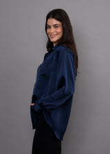 Padme Satin Shirt | Navy