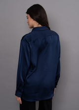 Padme Satin Shirt | Navy