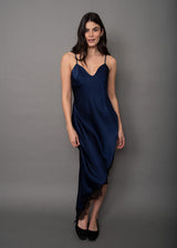 Colette Satin Dress | Navy & Black