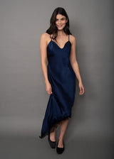 Colette Satin Dress | Navy & Black