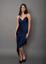 Colette Satin Dress | Navy & Black