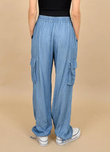 Stacia Cargo Pants | Mid Blue Denim - FINAL SALE