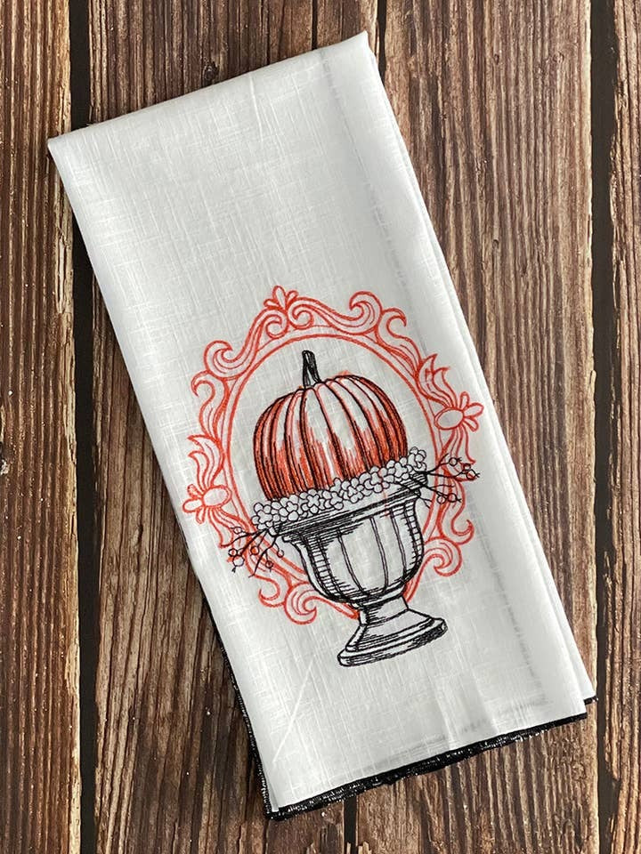 Embroidered Kitchen Towel | Pumpkin - FINAL SALE