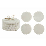 4pc Marble Scallop Coasters | White