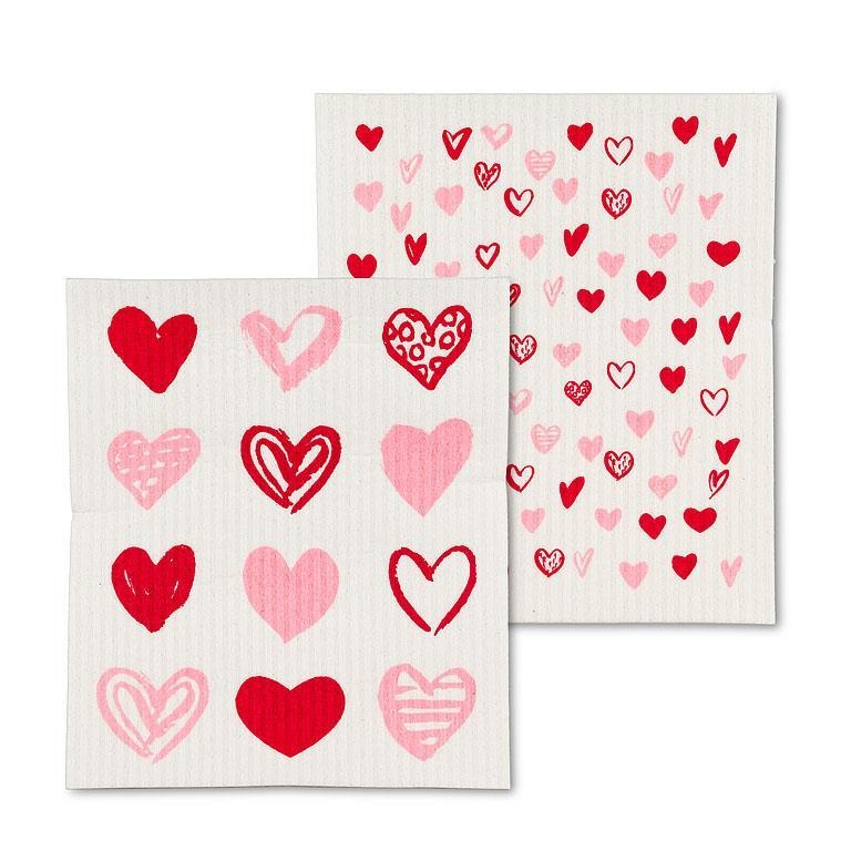 S/2 Swedish Dishcloths | Hearts