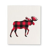 Set of 2 Swedish Dishcloths | Buffalo Check Moose