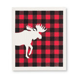 Set of 2 Swedish Dishcloths | Buffalo Check Moose