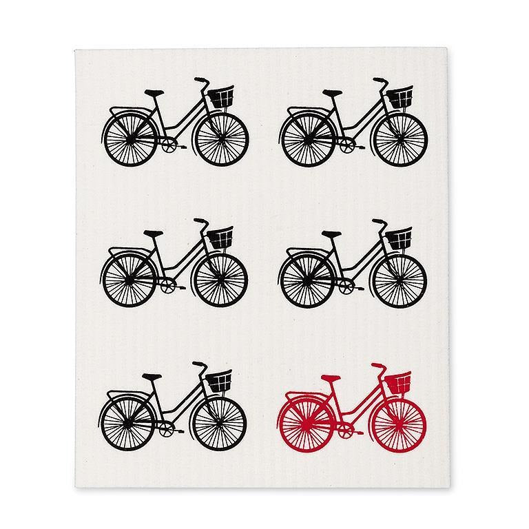 Set of 2 Swedish Dishcloths | Black & Red Bicycle