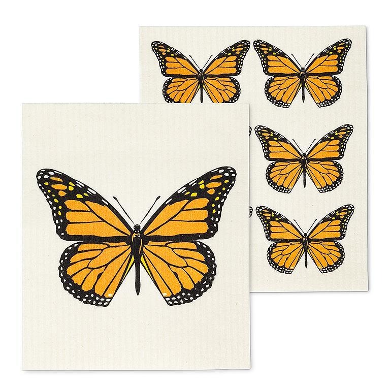 Set of 2 Swedish Dishcloths | Monarch Butterfly