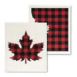Set of 2 Swedish Dishcloths | Buffalo Check Leaf