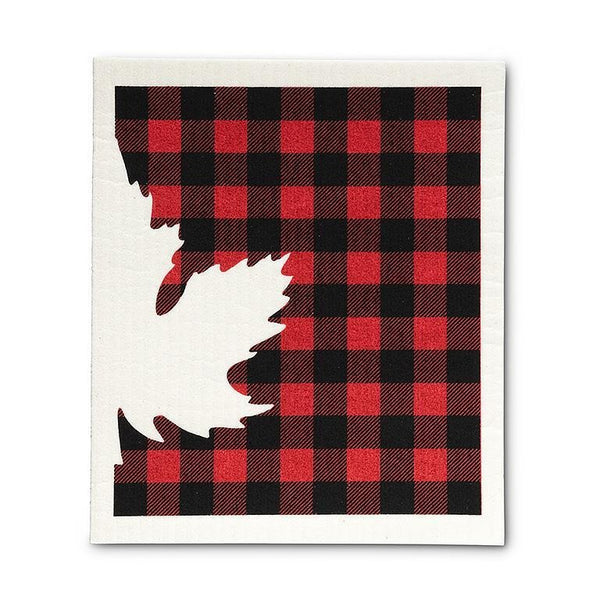 Set of 2 Swedish Dishcloths | Plaid Maple Leaf