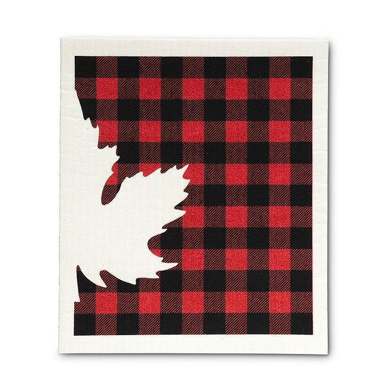 Set of 2 Swedish Dishcloths | Plaid Maple Leaf