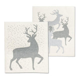 S/2 Swedish Dishcloths | Glitter Reindeer