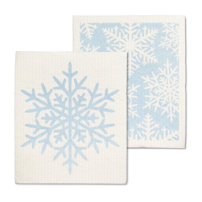 S/2 Swedish Dishcloths | Glitter Snowflakes