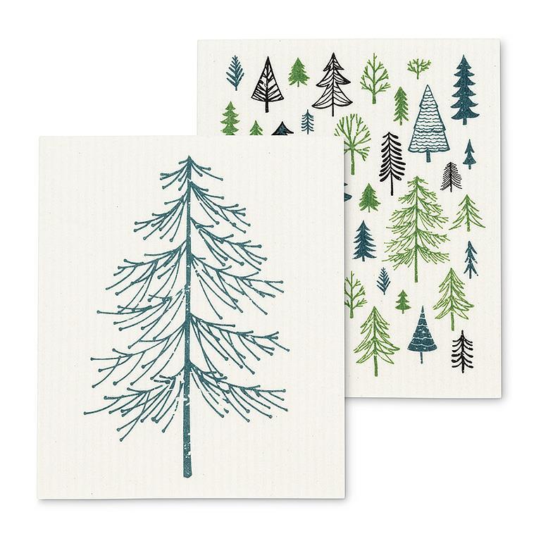 S/2 Swedish Dishcloths | Allover Trees