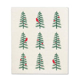 S/2 Swedish Dishcloths | Cardinals In Christmas Tree