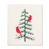 S/2 Swedish Dishcloths | Cardinals In Christmas Tree