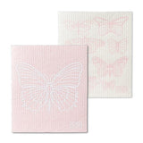 Set of 2 Swedish Dishcloths | Pink Butterflies