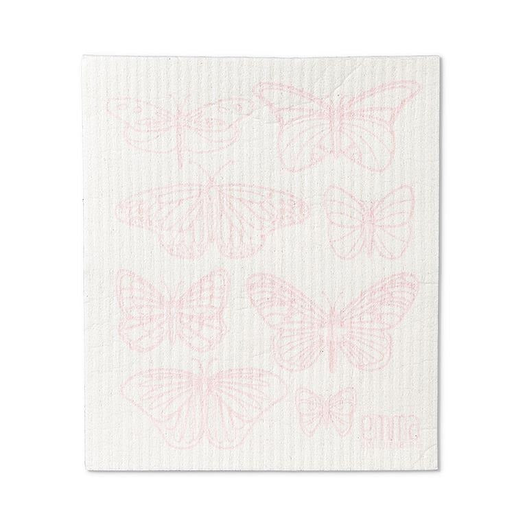 Set of 2 Swedish Dishcloths | Pink Butterflies