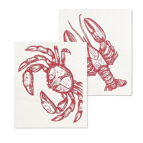 Set of 2 Swedish Dishcloths | Lobster & Crab