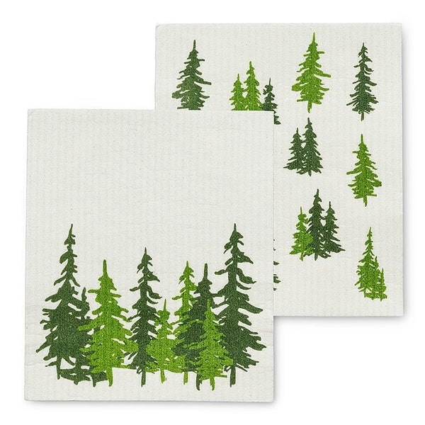 Set of 2 Swedish Dishcloths | Evergreen Trees