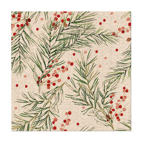 Cocktail Napkins | Holly Berry & Pine